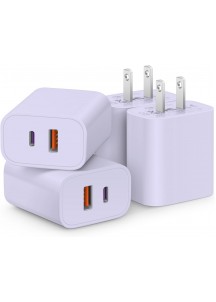 4 Pack - USB C Charger Block Fast Charging Multiport Adpater-20W Purple