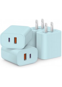 4 Pack - USB C Charger Block Fast Charging Multiport Adpater-20W Blue